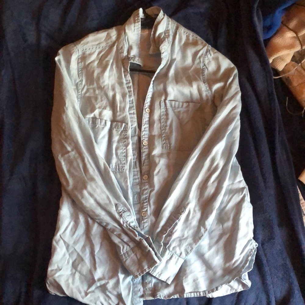 Chambray Style Button Up Shirt